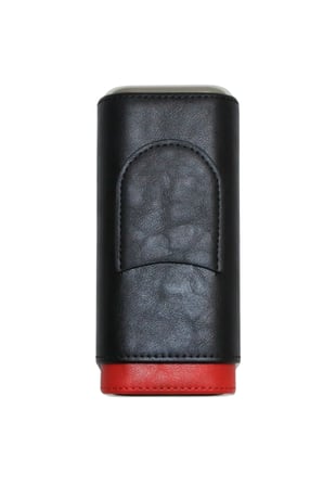 Cohiba Siyah Kırmızı Kesici Bölmeli Üçlü Deri Puro Kılıfı