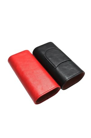 Cohiba Siyah Kırmızı Kesici Bölmeli Üçlü Deri Puro Kılıfı