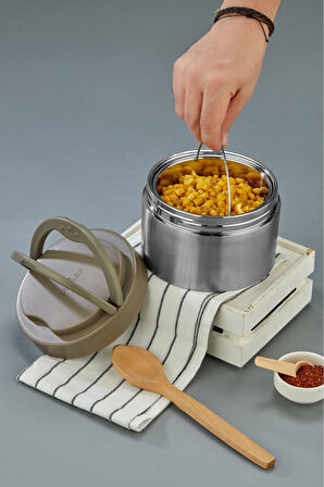 1.1 Litre Lüx Yemek Taşıma Kabı Paslanmaz Çelik Sefer Tası