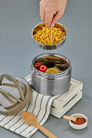 1.1 Litre Lüx Yemek Taşıma Kabı Paslanmaz Çelik Sefer Tası