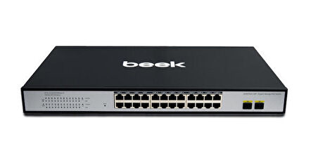 Beek BN-GS-2242PSW 24 Port Gigabit PoE+ 2 Port SFP 300Watt L2 Web Smart PoE Switch