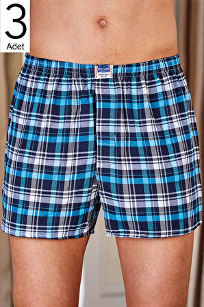 Erkek Karışık Desen 3'lü Paket Poplin Boxer ELF568BER10523
