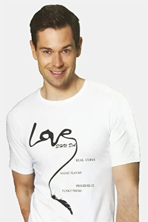 Berrak Erkek Love Baskılı T Shirt 1037