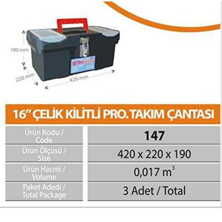 16" Çelik Kilitli Çanta Kod 147