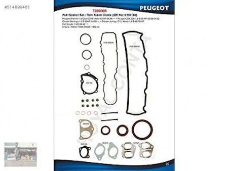 Psa Motor Takım Contası (alt / Ust Full) S,k,c Harıc Keceli Subap Lastıklı Partner Berlingo P306 Expert - Royal T380008