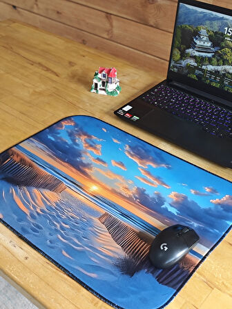 SGE TEKNOLOJİ 55X45 CM DENİZ MANZARASI KAYDIRMAZ TABAN SPEED YÜZEY OYUNCU MOUSE PAD GAMİNG PAD