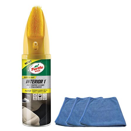 Turtle Wax Fırçalı Koltuk, Döşeme ve Halı Temizleyici 400 Ml + Mikrofiber bez 3 Adet