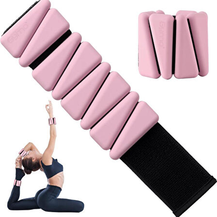 Gymo Pro Series Ayarlanabilir Silikon Bilek Ağırlığı 2x1kg Üçgen Pembe