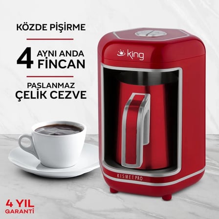 K607 Kısmet Pro Türk Kahve Makinesi - Kırmızı
