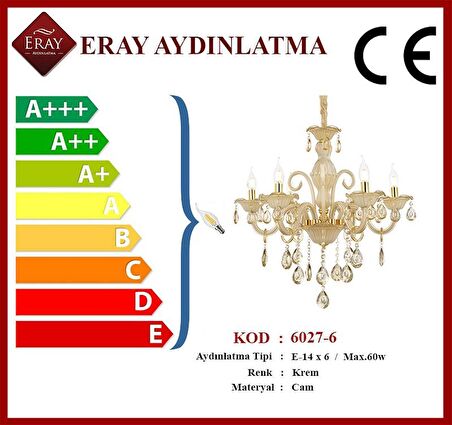 Eray Aydınlatma 6027-6 CAM KOL AVİZE