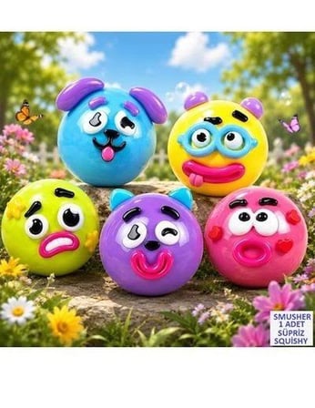 Smushers Squishy Yüz Figürü Sukuşi – Yumuşak Sıkmalı Yüz İfadesi Değişen Büyük Boy 10x10cm.