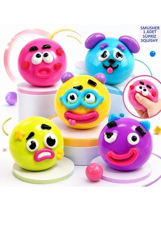 Smushers Squishy Yüz Figürü Sukuşi – Yumuşak Sıkmalı Yüz İfadesi Değişen Büyük Boy 10x10cm.