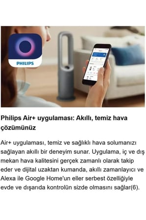 Philips 70 m² Yapay Zekalı Isıtma Soğutma HEPA Filtreli Nemlendiricili Hava Temizleyici