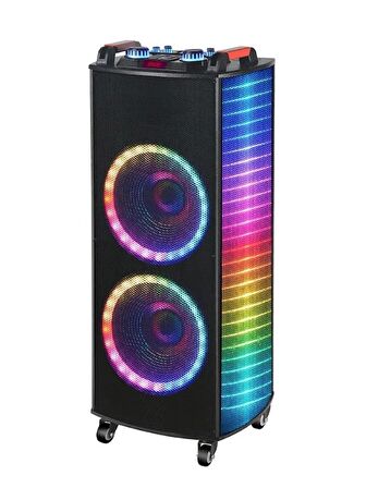 Taşınabilir 10 İnç 60w Tekerli Rgb Işıklı  Bluetooth Mikrofonlu Hoparlör Ndr-A1010S