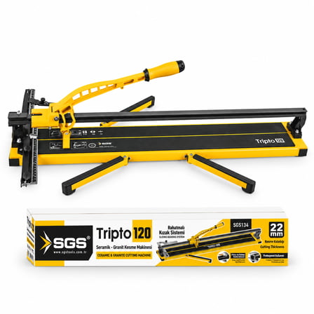 SGS Tripto 120 SGS134 Profesyonel 120 cm Seramik Granit Fayans Kesme Makinesi 22 mm Kesme Kalınlığı Rulmanlı Kızak Sistemi