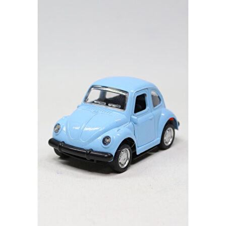 1967 Volkswagen Beetle Çek Bırak Metal Oyuncak Araba 9 cm Mavi
