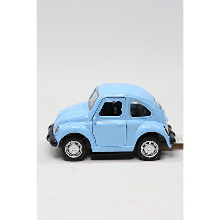1967 Volkswagen Beetle Çek Bırak Metal Oyuncak Araba 9 cm Mavi