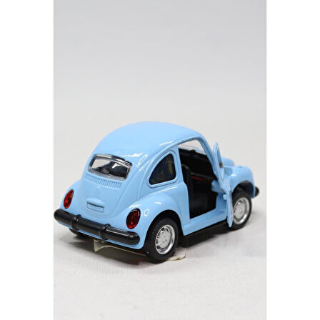 1967 Volkswagen Beetle Çek Bırak Metal Oyuncak Araba 9 cm Mavi