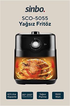 Sco-5055 Yağsız Zaman Ayarlı 4,5l 1500w Airfryer Fritöz