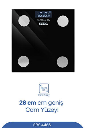 Sinbo SBS 4466 Yağ Ölçer Fonksiyonlu Akıllı Bluetooth Tartı