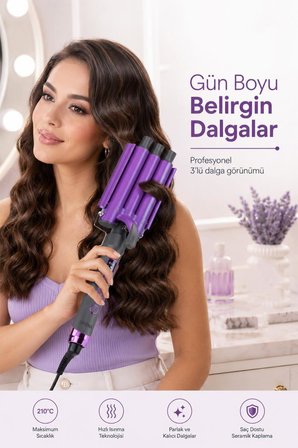 Sinbo SHD 1701 Dijital Su Dalgası Saç Maşası LCD Ekranlı 3’lü Seramik 25 mm Saç Şekillendirici