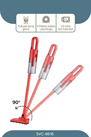 Svc-8616 500 W Dikey Elektrikli Süpürge Kırmızı