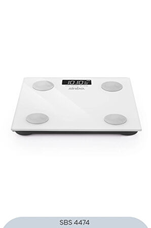 SİNBO SBS-4474 26x26 CM Bluetooth Dijital Yağ Su Kas Vücut Kitle Endeksi Kilo Ölçer Tartı Baskül