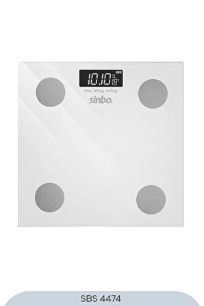 SİNBO SBS-4474 26x26 CM Bluetooth Dijital Yağ Su Kas Vücut Kitle Endeksi Kilo Ölçer Tartı Baskül