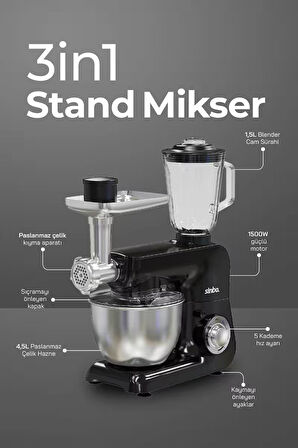  SMX-2775 Çok Amaçlı Mutfak Şefi ( Hamur - Kıyma - Blender Makinesi )