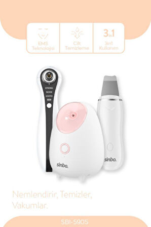 Sinbo 3’ü 1 Arada Yüz Bakım Seti Gözenek Temizleme + Peeling + Masaj