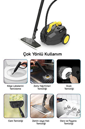 Sinbo 2000W 5 Bar Yüksek Basınçlı, 15 Başlıklı, 2 Lt, 110°C Profesyonel Buharlı Temizleyici SSC-6428