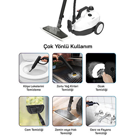 Sinbo 2000W 5 Bar Yüksek Basınçlı 2 Litre 15 Başlıklı 110°C Profesyonel Buharlı Temizleyici SSC-6428