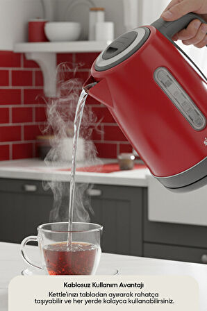 Sinbo Inox Su Isıtıcı Kettle  Paslanmaz Çelik SK-8031 Kırmızı