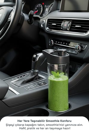 SHB-7508 300W Smoothie Blender |Paslanmaz Çelik Bıçaklı, 570 ml Şişe