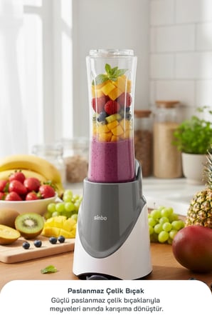 SHB-7508 300W Smoothie Blender |Paslanmaz Çelik Bıçaklı, 570 ml Şişe