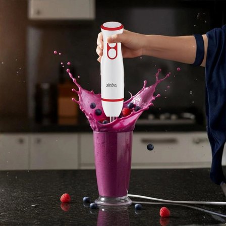 SHB-7514 Paslanmaz Çelik Bıçaklı El Blenderi, 400 Watt & Sessiz Motor & 2 Kademe Hız Ayarı