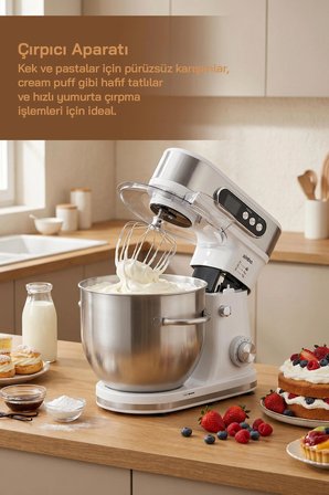SMX-2779 12L Dev Hazneli Dijital Ekranlı Zaman Ayarlı Stand Mikser 2000W Çok Fonksiyonlu Mutfak Şefi