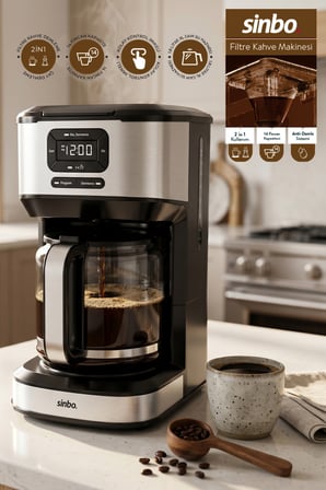 SCM-9042 Otomatik Zaman Ayarlı XL 14 Fincan Filtre Kahve Makinesi Dijital Göstergeli