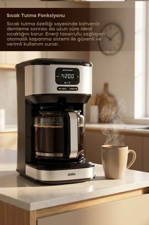 SCM-9042 Otomatik Zaman Ayarlı XL 14 Fincan Filtre Kahve Makinesi Dijital Göstergeli