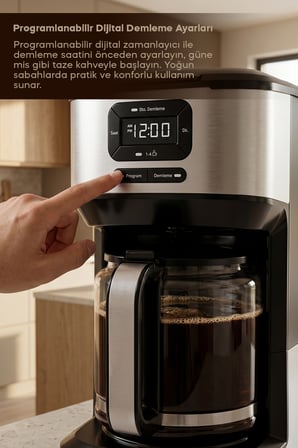SCM-9042 Otomatik Zaman Ayarlı XL 14 Fincan Filtre Kahve Makinesi Dijital Göstergeli