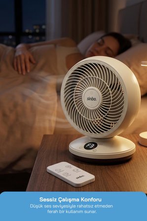 Sinbo SF-7702 Uzaktan Kumandalı Sessiz Mini Vantilatör Aroma Terapi Koku Yuvalı Otomatik Salınımlı
