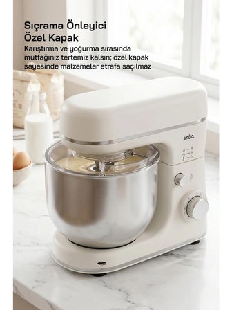Sinbo SMX-2769 Beyaz Stand Mikser 1300W 6L Hamur Yoğurma Mikseri Profesyonel Mutfak Şefi Mikser Beyaz