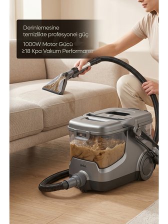 Sinbo SCC-7609 Gri Koltuk, Halı Yıkama ve Leke Çıkartma Makinesi 18KPA