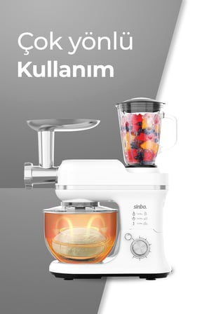 Sinbo SMX-2772 3’ü 1 Arada Stand Mikser Seti 1200W Hamur Yoğurma Çırpıcı Kıyma Makinesi Blenderlı