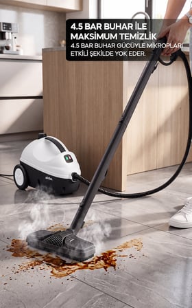 Siyah Beyaz SSC-6431 Buharlı Temizleyici 1200 ml 4.5 Bar 13 Parça Aksesuarlı