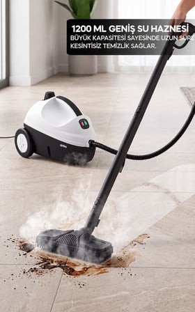 Siyah Beyaz SSC-6431 Buharlı Temizleyici 1200 ml 4.5 Bar 13 Parça Aksesuarlı