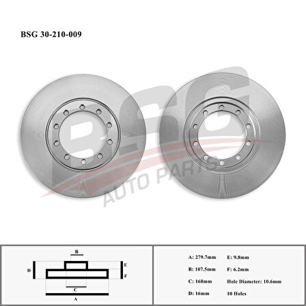 Ford Fren Diski Arka - Adet - Bsg 30-210-009