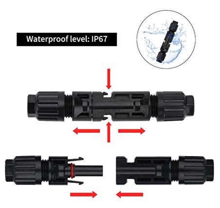 Tekli Mc4 Konnektör (Solar) Güneş Paneli Bağlantı (Erkek-Dişi)