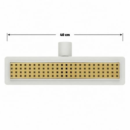 40 cm Altın Lineer 304 Paslanmaz Çelik Kaplamalı Duş Kanalı Izgara Yer Süzgeci Kare Delikli Koku Önleyici