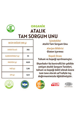 Organik Tam Sorgum Unu (Gluten İçermez) - 5 Kilo
